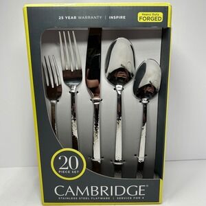 Cambridge Inspire Hammered Stainless Steel Flatware 20 Piece Set Service for 4